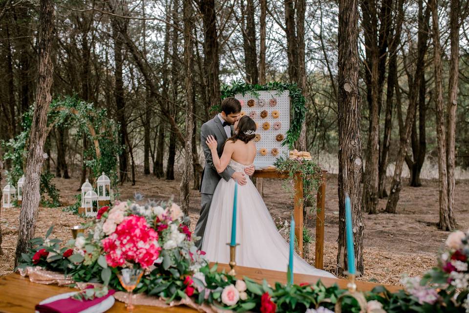 Newlyweds kiss