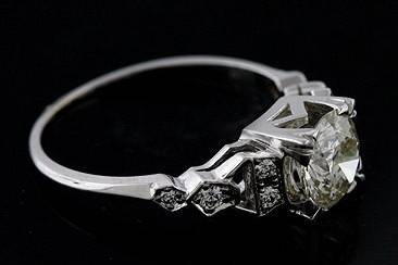 18K White Gold Old European Cut Diamond Art Deco Engagement Ringhttp://www.orospot.com/product/raryymh/18k-white-gold-old-european-cut-diamond-art-deco-engagement-ring.aspxSKU: RARYYMH$3,749.00This Vintage style ring is made of 18K white gold. Contains old European diamond center stone (1.21cttw, L-M color and I1 clarity ) and eight small, round cut diamonds (.08cttw) Art Deco engagement ring Is Available in All Sizes, please contact us for your size preference.