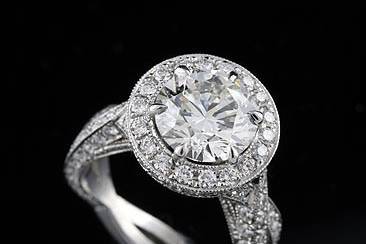 Diamond Platinum Vintage Style Micro Pave Engagement Ring Mountinghttp://www.orospot.com/product/r1015ven/diamond-platinum-vintage-style-micro-pave-engagement-ring-mounting.aspxSKU: R1015VEN $6,000.00Center stone is not included with the price (Pictured 3Ct round diamond). This exceptional ring can only be ordered as a custom request in all finger sizes. Ring is made of platinum and contains pave set, round cut diamonds (approx. 1.68ct, G-VS quality). For more information please contact us at sales@orospot.com