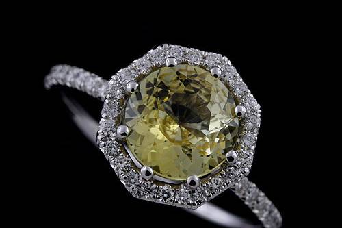 14K Gold Cut Down Micro Pave Diamond Yellow Sapphire Octagon Halo Modern Engagement Ringhttp://www.orospot.com/product/r1098vens/14k-gold-cut-down-micro-pave-diamond-yellow-sapphire-octagon-halo-modern-engagement-ring.aspxSKU: R1098VENS $1,999.00This beautiful engagement ring is made of 14k white gold. Ring contains round cut, yellow sapphire center stone (approx 7.9 mm) securely set in eight prongs. There are diamonds (.34cttw, G-VS quality) cut down micro pave set all around center stone on the octagon shaped halo and half way on the shank. Height of the shank is 1.4 mm, ring is only 1.5 mm wide, the center stone is set above the finger 6 mm. Ring was designed to accommodate 7.9 mm center stone and is also available in variety of other gemstones. Please contact us if you are interested in any of these options. Please allow 2-3 wees to complete the order
