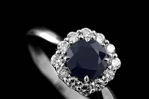 Round Blue Sapphire Diamond Cushion Shape Halo Modern Style Engagement Ring 14k White Goldhttp://www.orospot.com/product/r2041ven/round-blue-sapphire-diamond-cushion-shape-halo-modern-style-engagement-ring-14k-white-gold.aspxSKU: R2041VEN $819.00This beautiful halo style engagement ring is made of 14k white gold. Contains round, blue sapphire center stone (6 mm, approx 1ct.). There are diamonds (.26cttw, G-SI1 quality) prong set all around gemstone. Center stone is set above the finger 7 mm, shank is 1.3 mm tall and 2.3 mm wide, top of the ring is 9 mm in diameter. Ring was designed to accommodate 6 mm center stone and is also available in variety of other gemstones. Please contact us if you are interested in any of these options. Ring Weigh: 3.4g (in a size 6) Please allow 1-2 weeks to complete the order.