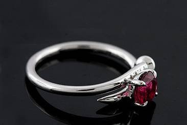 14k White Gold Pink Tourmaline Nail Shaped Shank Modern Engagement Ringhttp://www.orospot.com/product/r1061ven/14k-white-gold-pink-tourmaline-nail-shaped-shank-modern-engagement-ring.aspxSKU: R1061VEN$469.00Design engagement ring with nail shaped shank is made of 14k white gold. Contains round, prong set pink tourmaline .83cttw. Ring's shank is 2mm wide, 1,6mm tall, center stone is set above the finger approx. 6mm. This gorgeous rings is available in all finger sizes, please contact us for your size preference. Please allow 2 weeks to complete the order.