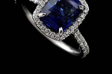 Cut Down Micropave Diamond Cushion Sapphire 14k White Gold Engagement Ring Mountinghttp://www.orospot.com/product/r2010ven/cut-down-micropave-diamond-cushion-sapphire-14k-white-gold-engagement-ring-mounting.aspxSKU: R2010VEN$1,779.00This beautiful diamond engagement ring designed by Eternal is made of 14k white gold. Contains cut down micro pave set diamonds around the sapphire (pictured witch 2.5ct, cushion shape sapphire - stone is NOT included but can be ordered separately from our inventory) and all around the shank (approx. 0.46cttw, G-VS quality). Ring can be made to fit any size/ shape of the center stone, if you are interested in this mounting and have your own center stone, please contact us and provide the stone shape and measurements, we will create this ring just for your stone. Width of the shank is 1.8 mm, height 1.7 mm, center stone is set above the finger 6.5 mm. Setting is also available in platinum 950 for additional $300.