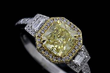 Platinum Yellow Gold Modern Style Fancy Intense Engagement Ring