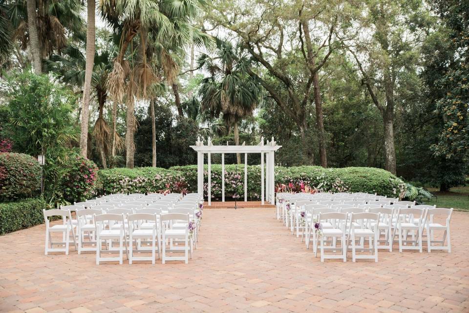 Garden villa set for a wedding ceremony