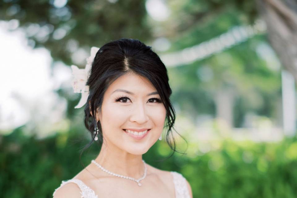 Bride and floral bouquet