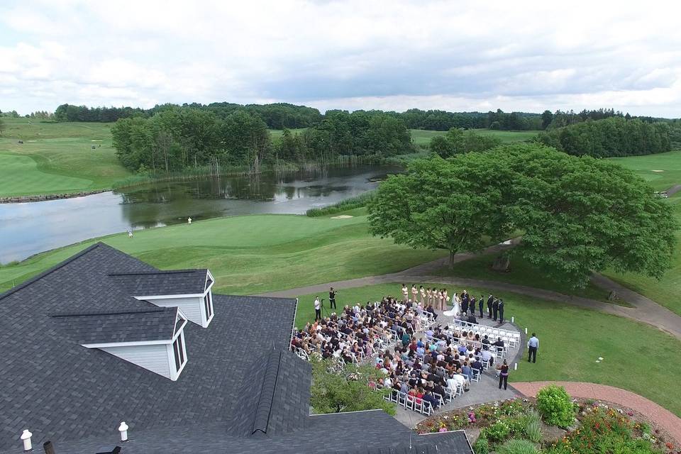 Aerial view of the wedding