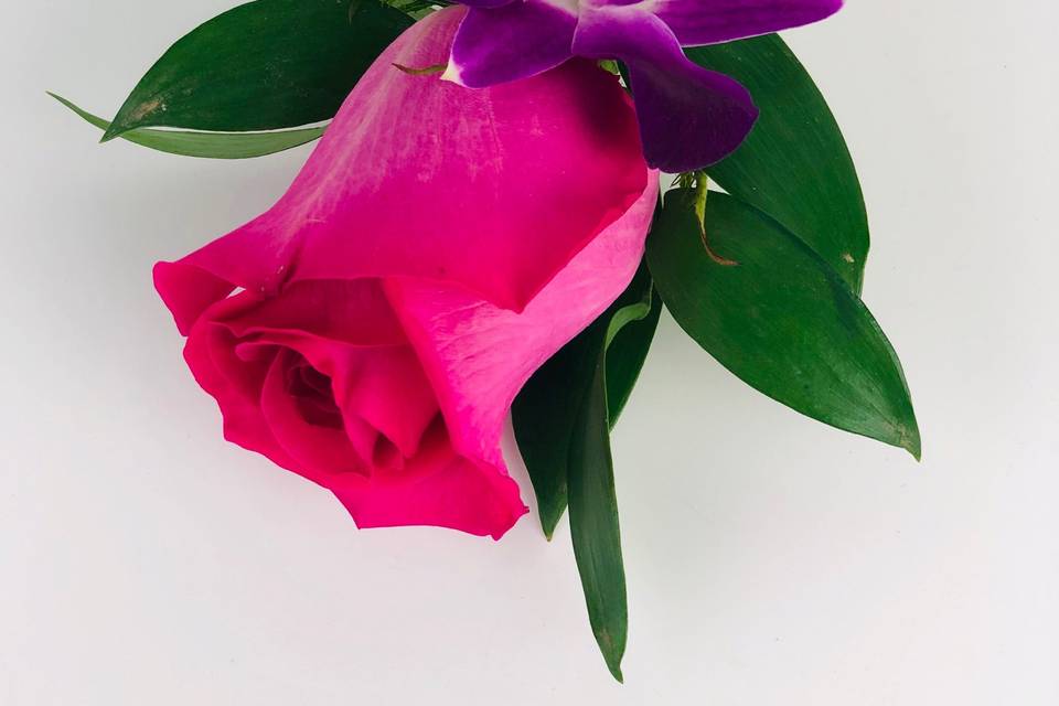 Rose and orchid boutonnière