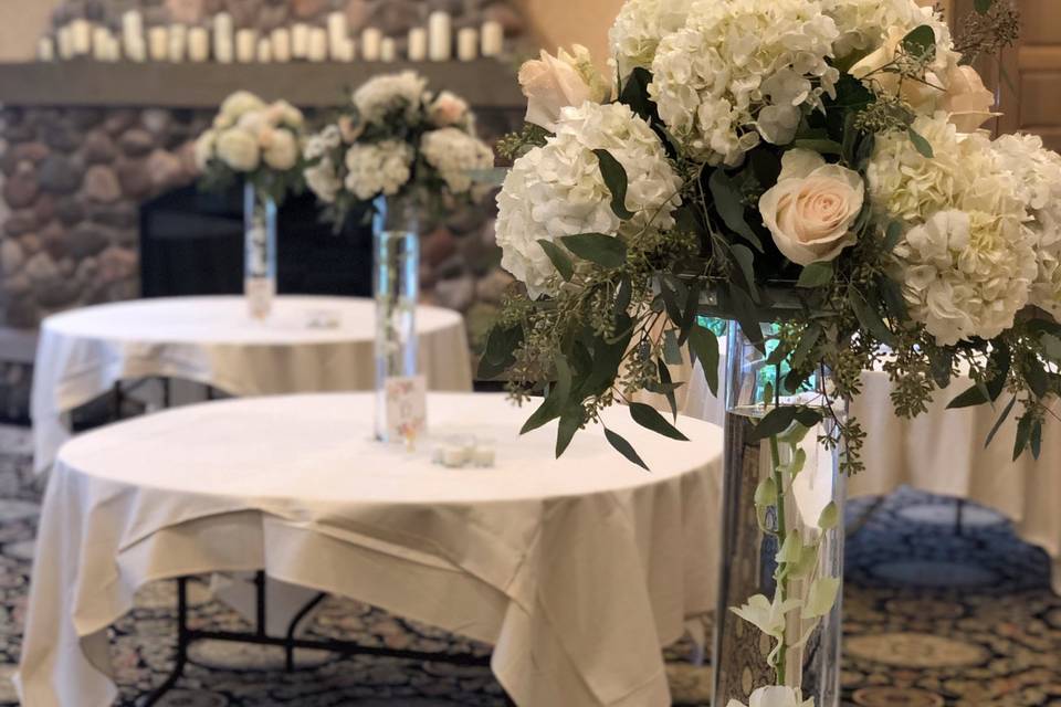 Hydrangea and Roses Tall Vase