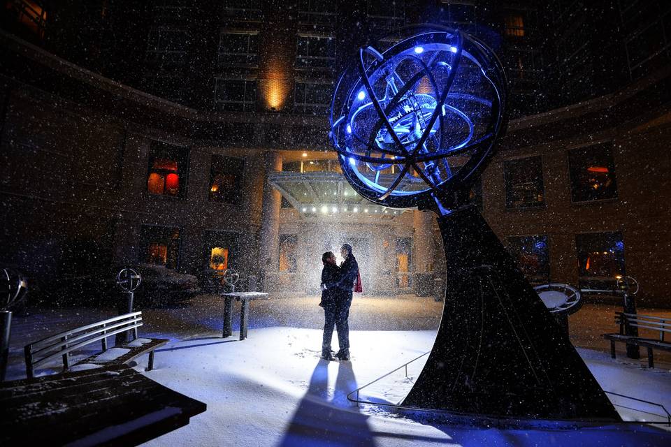 Snowy Portraits in Courtyard