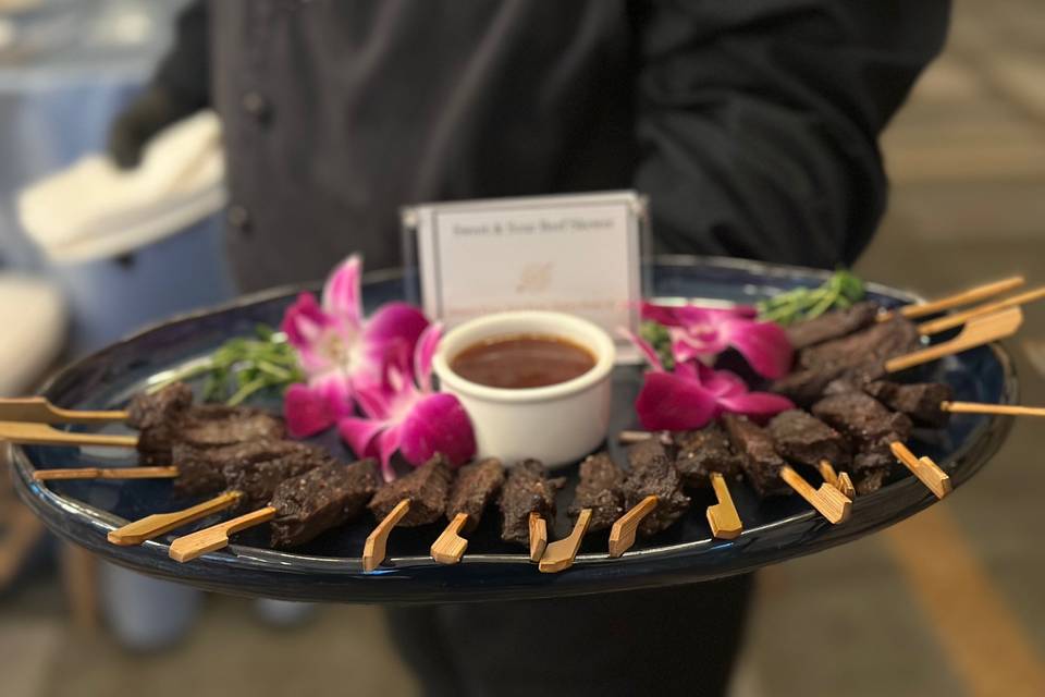 Sweet and sour beef skewer