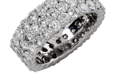 Diamond Eternity Band with Three Rows of Round Brilliant Diamonds.
