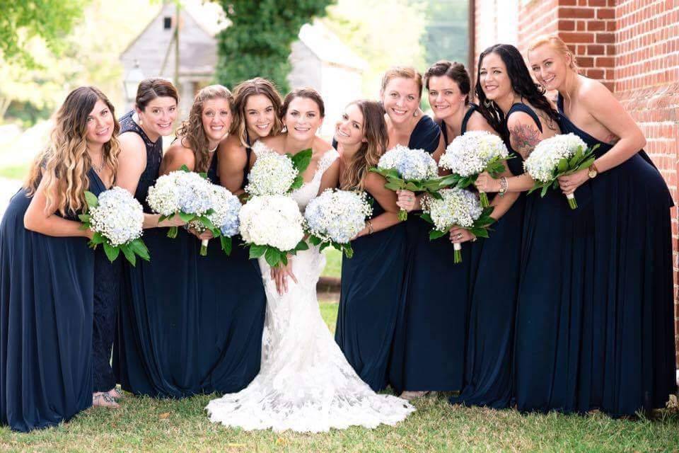 The bride with her bridesmaids