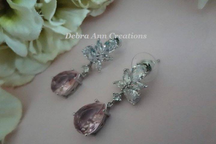 Pink Crystal Teardrop Earrings