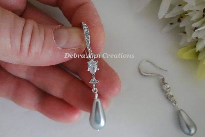 Grey Pearl Teardrop Earrings