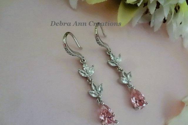 Pink Teardrop Crystal Earrings