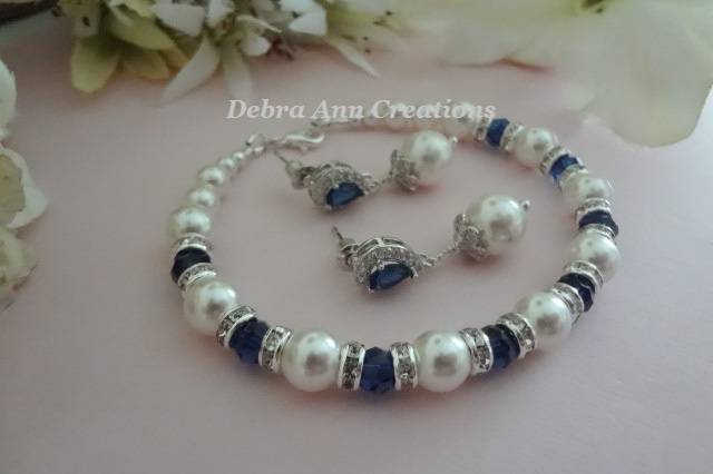 Sapphire & Pearl Bracelet Set