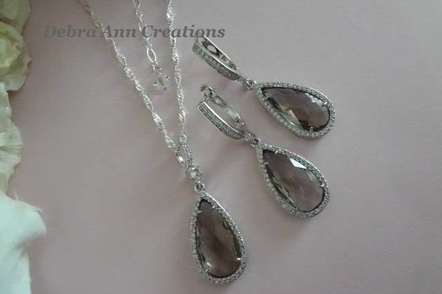 Grey Crystal Necklace Set