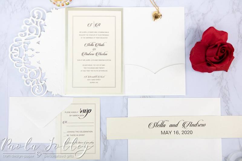 ELEGANT LACE EMBOSSING TRI-FOL