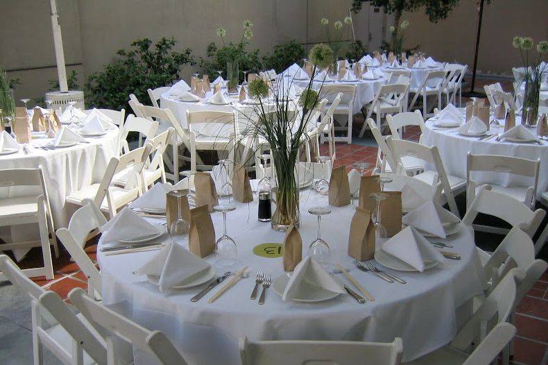 Table setup with centerpiece