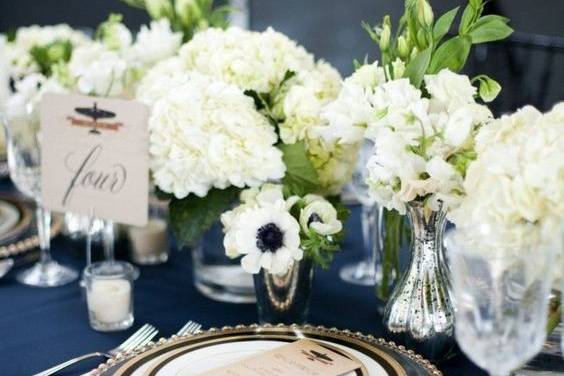 Table setup with centerpiece