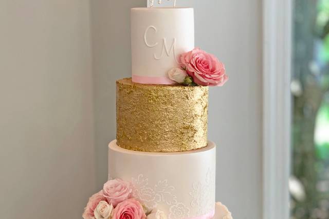 Pink and gold cake