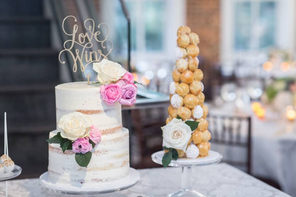 Cake and croquembouche