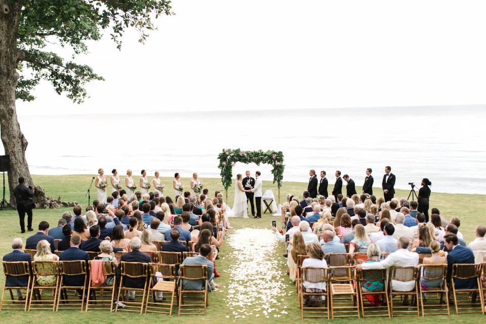 Oceanfront ceremony setup