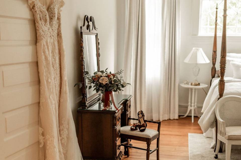 Bridal suite with gown