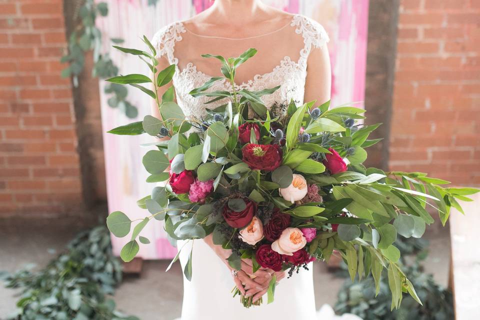 Holding the bouquet