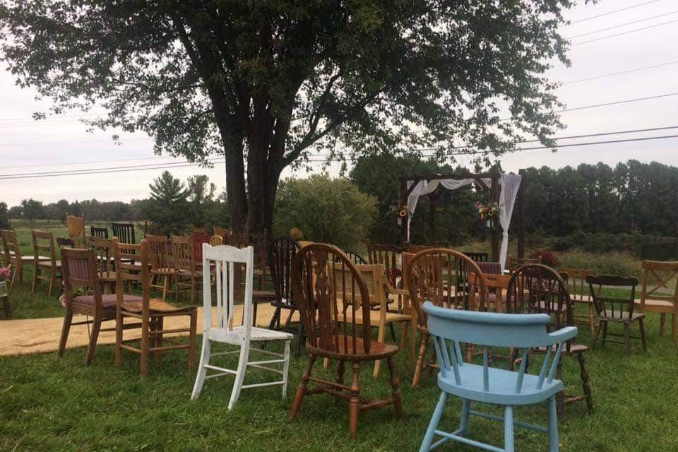 Ceremony mismatched chairs