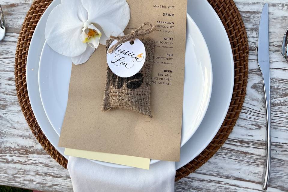 Place Card on Wedding Day