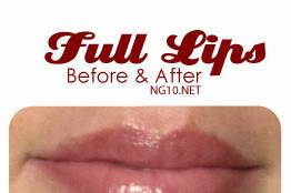 Permanent makeup before and after photo - full lips.
