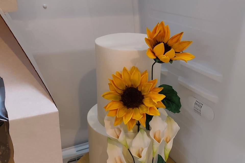 Sunflowers and calla lilies