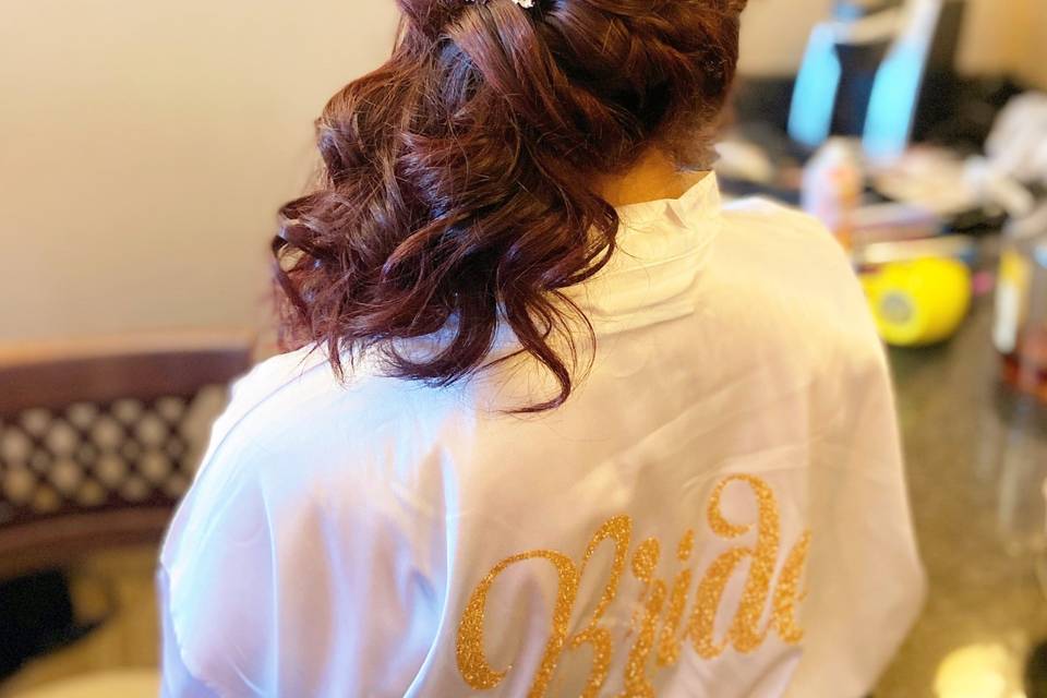 Side pony updo for the bride