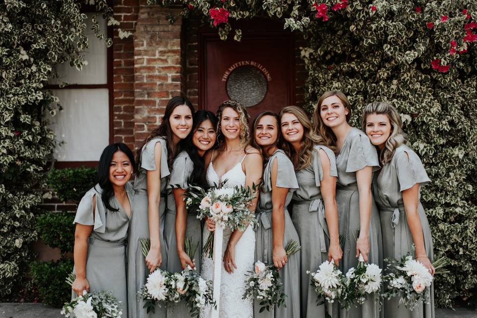 Bride and bridesmaids