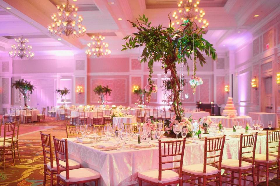 White reception setup