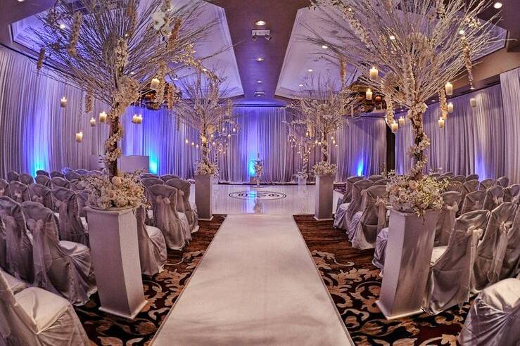 Elegant white wedding setup