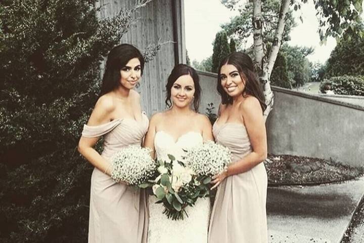 Elegant bride and her bridesmaids