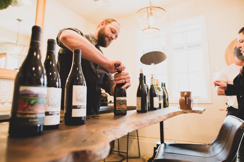 Wine food setup in barn