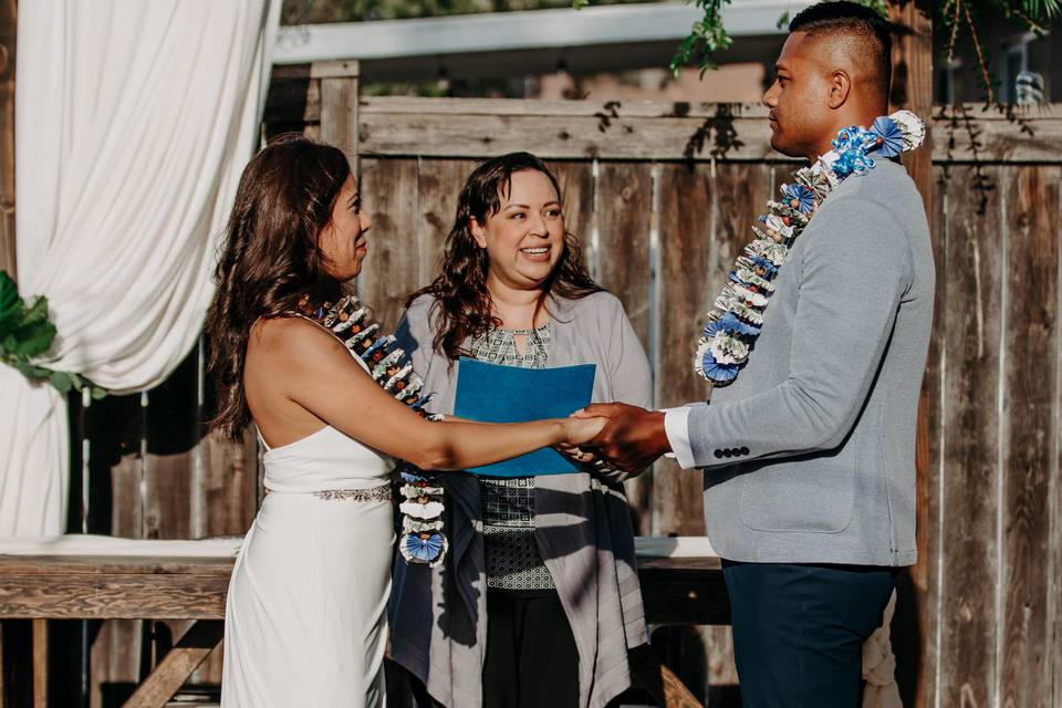 Performing a backyard ceremony