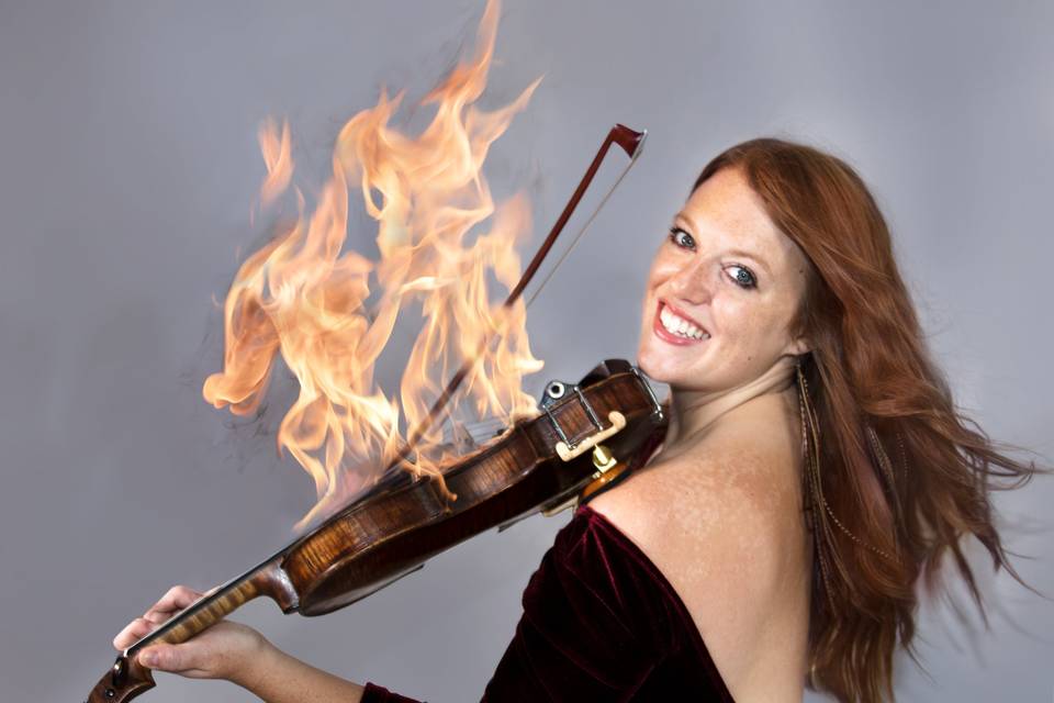 Katie's fiddle on fire