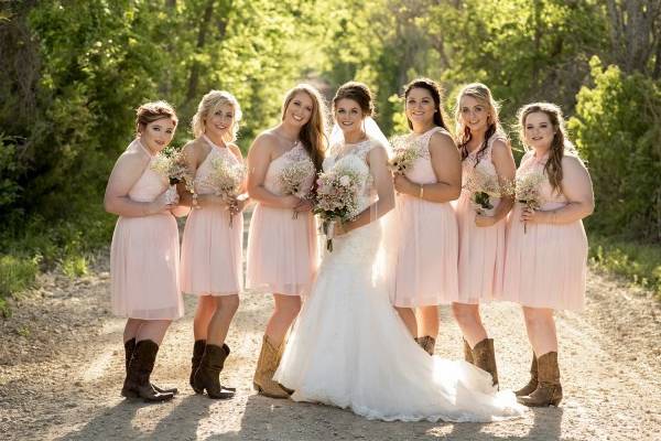 Bride and her bridesmaids