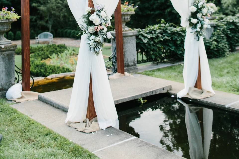 Decorated wedding arbor