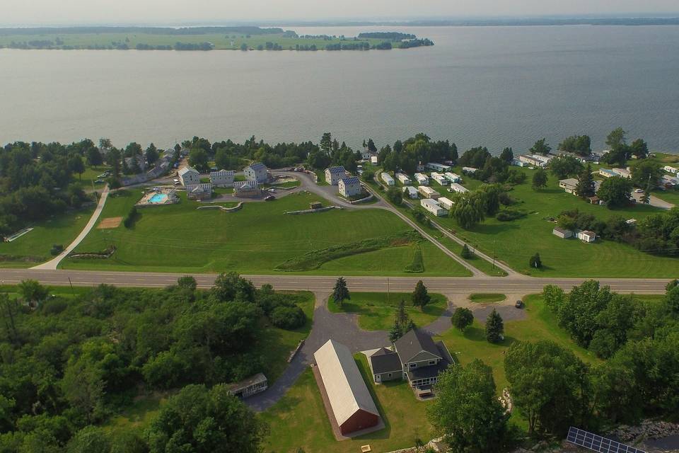 Aerial view of the barn