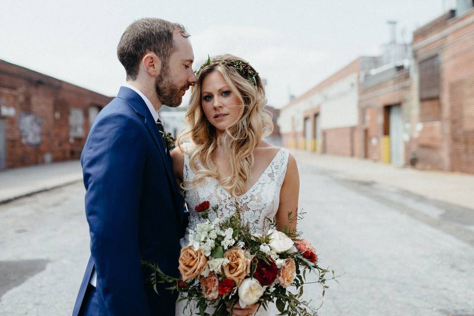 The bride and groom