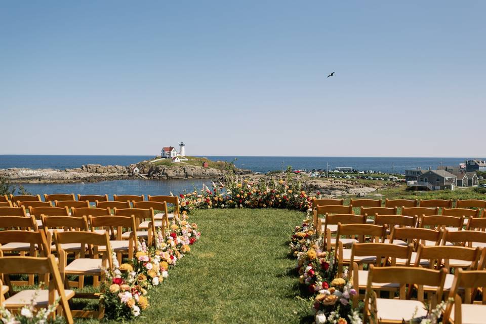 Ceremony Lawn with Wood Chairs