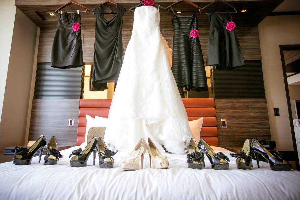 Wedding dresses and wedding shoes