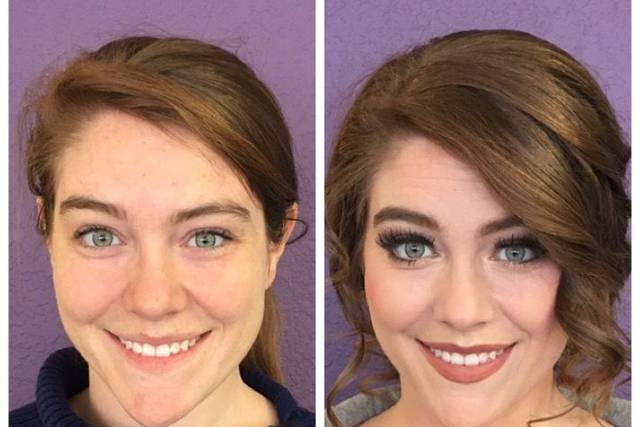 Before and after makeup look