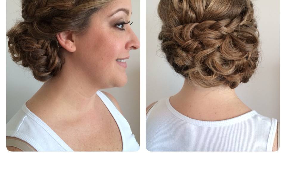 French braid pulled into a low bun